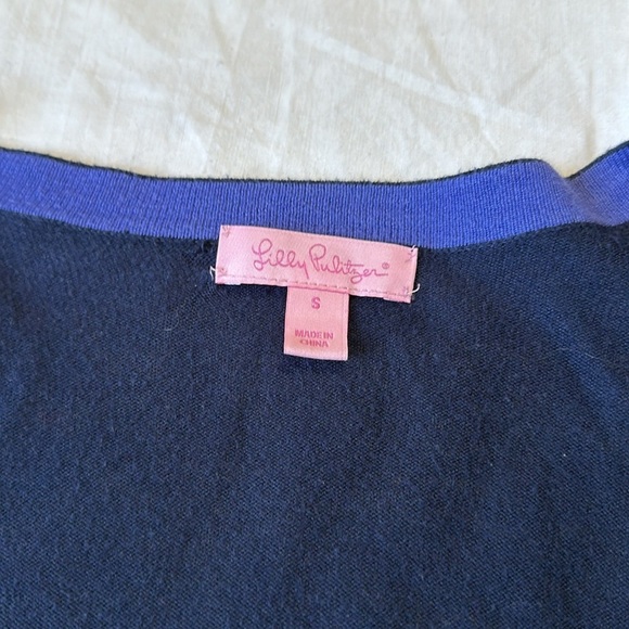Lilly Pulitzer Womens Navy Blue Long Sleeves Button Front Cardigan Sweater Sz S - Picture 5 of 8